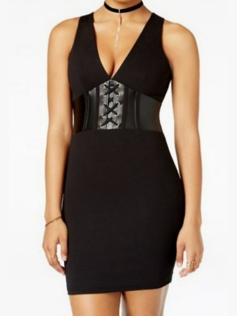 NWT Star Wars Faux Leather Lace-Up Corset Bodycon Dress - Black Goth Punk Gothic